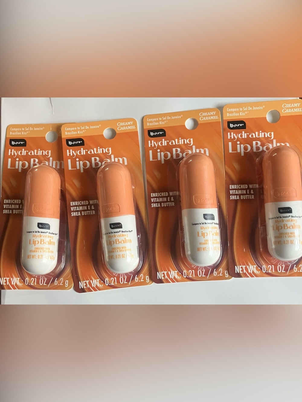 BPure Hydrating Lip Balm CREAMY CARAMEL B Pure (Set of 4)